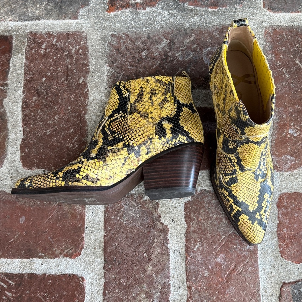 Sam Edelman Ankle Boots - Yellow Snake - Picture 2 of 5